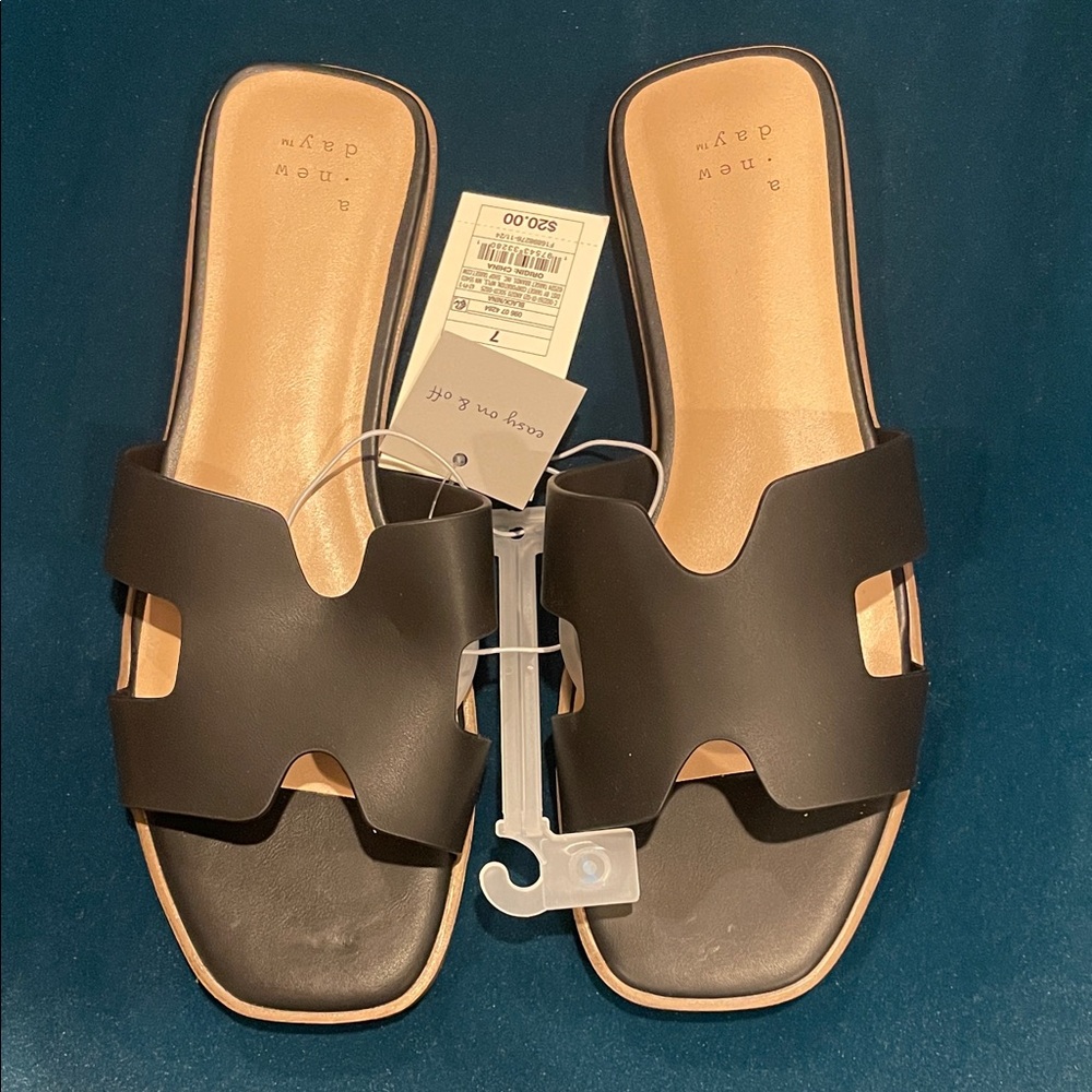 a new day Black Slide Sandals